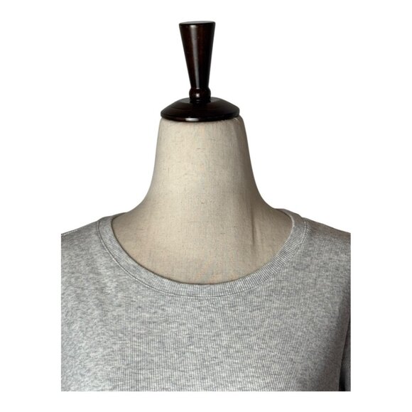Club Monaco Shirt Women Medium Gray Rib Knit Crew‎ Neck Tee Athleisure Athletic - Picture 3 of 9